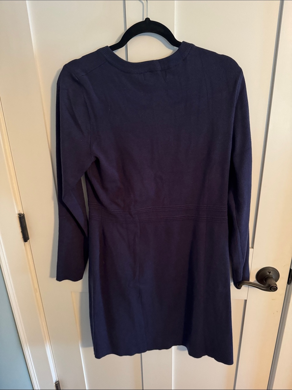 Merokeety Navy Long-Sleeve Button-Front  heavy dress size large work & event NWT - Picture 7 of 7